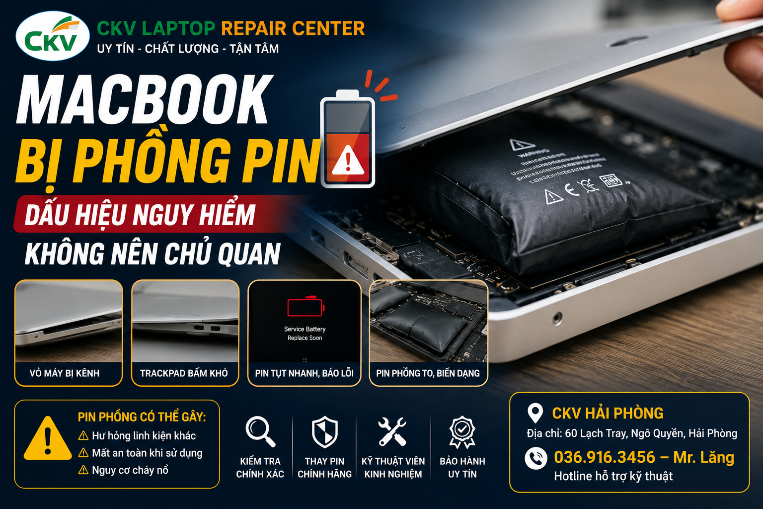 MacBook Bị Phồng Pin – Dấu Hiệu Nguy Hiểm Không Nên Chủ Quan